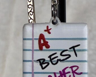 Teacher Charms Hairpin Bookmark | Handmade Metal Bookmark Teacher Appreciation | Unique Teacher Gift | Cute Bookmark for Readers & Educators