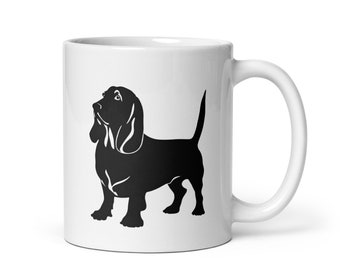 Basset Hound Black Silhouette Mug