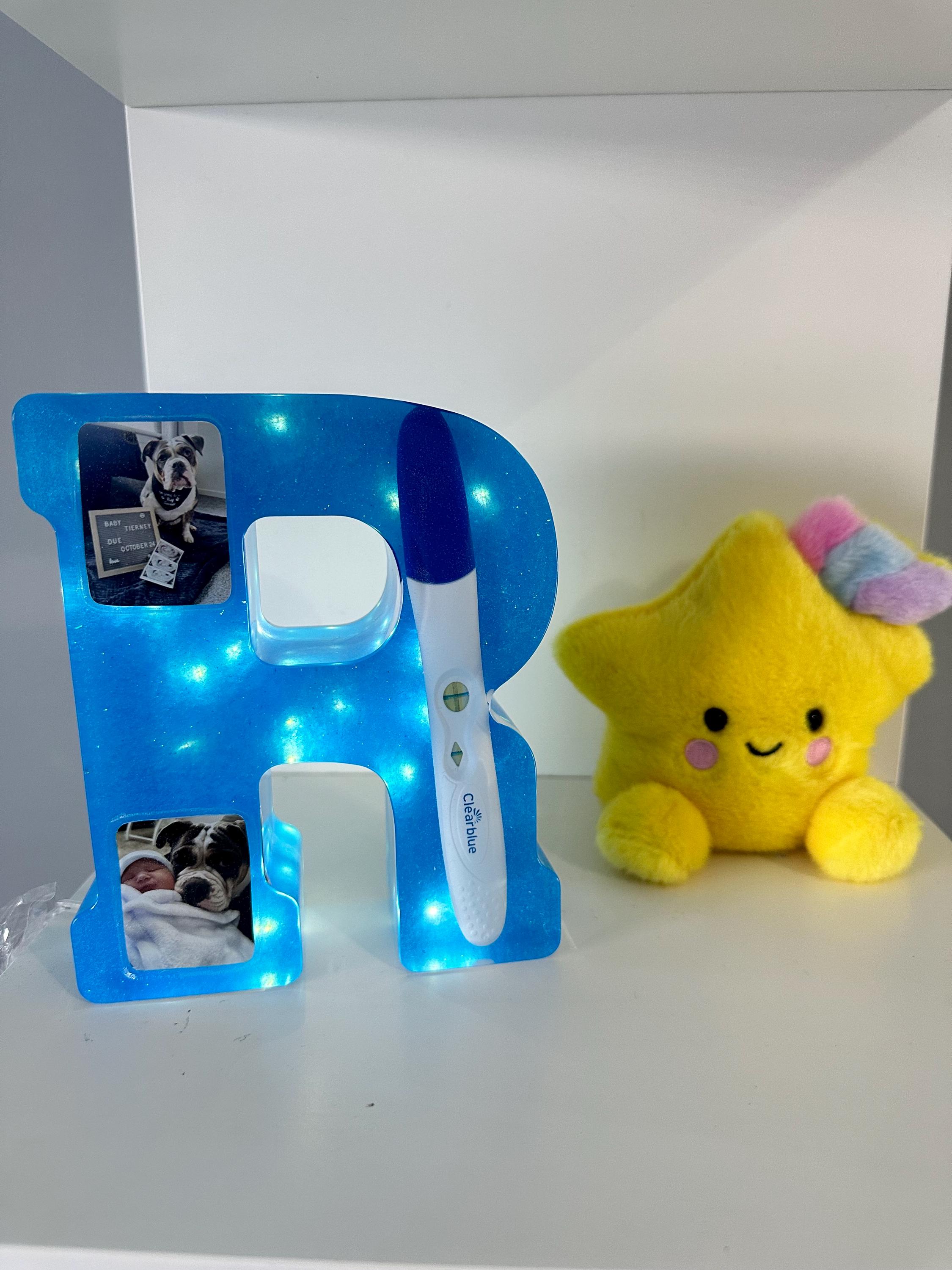 Baby Newborn Initial Letter Keepsake Resin | Personalised | Light up ...