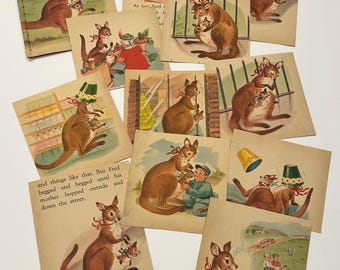 Authentic Vintage 1950s Children’s Books Ephemera for Junk Journaling, Crafts, Scrapbooking, Decor! KANGAROO PACK!