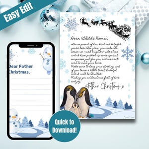 Cartas de Papá Noel nevado, carta personalizada para Papá Noel, kit de carta para Papá Noel, descarga instantánea de Canva imprimible, actividad navideña divertida para niños 2024