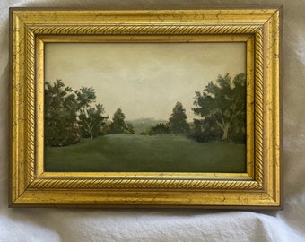 Original acrylic vintage style landscape in sweet vintage frame   - ‘Through the woods '  size  - 8 x 6