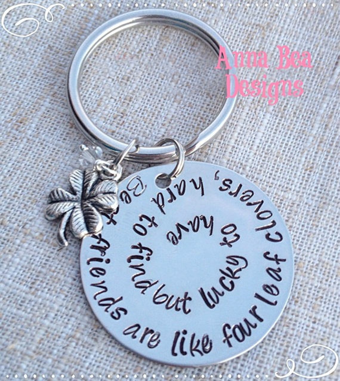 Best friends keychain hand stamped Key chain with wording Etsy
