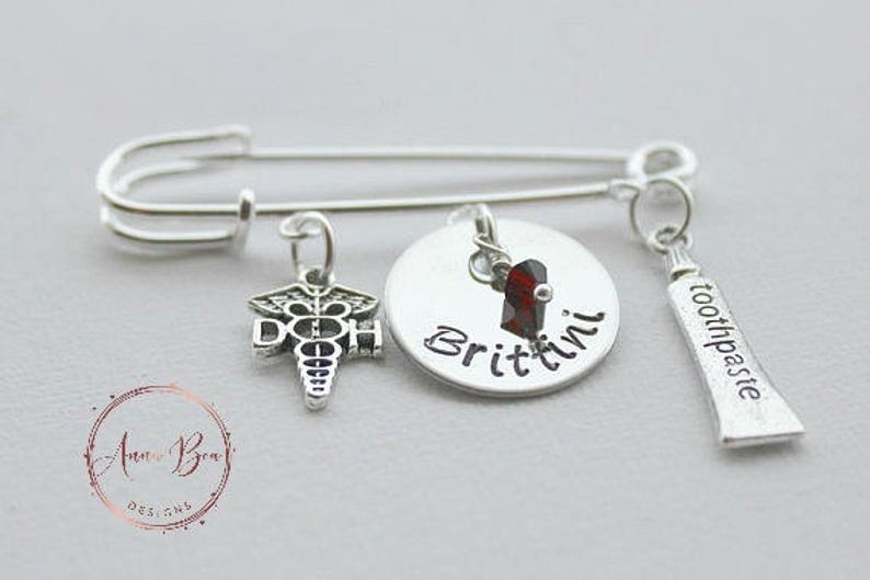 Dental Hygiene DH Pin Personalized with name and birthstone Etsy