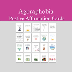 Tarjetas de afirmación positiva para la agorafobia, tarjetas de atención plena, alivio de la ansiedad, tarjetas de terapia de exposición, recuperación de la agorafobia, afrontamiento de la ansiedad