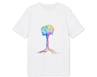 Watercolor Tree T-Shirt | Unisex Organic Cotton Nature Shirt | Hand-Painted Forest Tee for Nature Lovers