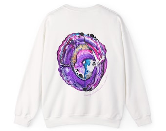 Pink Purple Cosmic Art Sweatshirt Abstract Universe Crewneck for Space & Art Lovers
