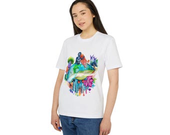 Cosmic Nature Art T-Shirt – Colorful Watercolor Universe Tee for Nature & Space Lovers