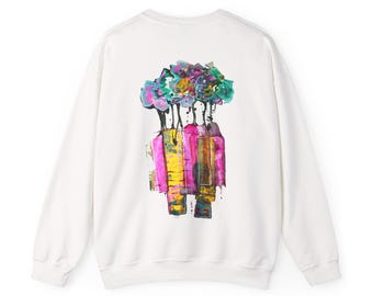 Colorful Abstract Art Sweatshirt  Bold Modern Painting Design Crewneck Unisex Pullover