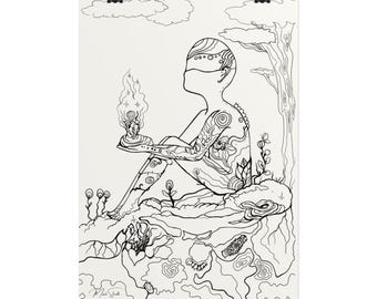 Mystical Earth Being Illustration | Fantasy Art Print | Spiritual Coloring Style Wall Art