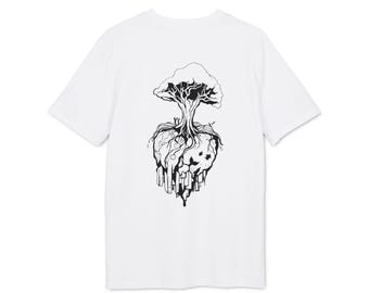 Heart Earth Back Organic Unisex T Shirt Tree Print For Nature Lovers Roots of Love T-Shirt Earth Day Shirt