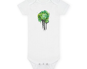 Original Art Onesie  Tree design Organic Baby Bodysuit