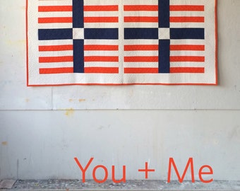You + Me, a PDF modern quilt pattern in two sizes, by Heather Jones