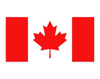 Op de afbeelding: De Canadese vlag heeft een rood esdoornblad op een witte achtergrond met twee rode verticale strepen aan weerszijden.