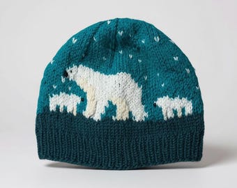 Polar Bears Hat Knitting Pattern, Digital Download