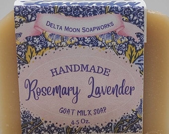 Rosemary Lavender Goat Milk Soap, nutrient rich, ready to ship, essential oils, natural soap, shaving soap, gift for her, Delta Moon Soap