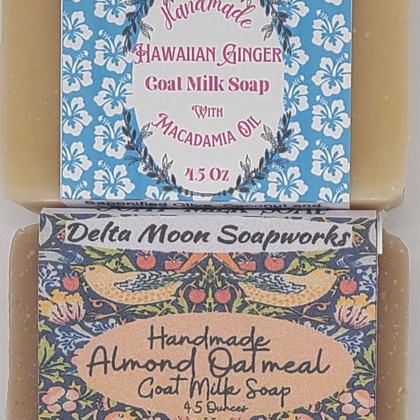 Handmade Hawaiian Ginger / Almond Oatmeal Goat Milk Soaps, ready to ship, Delta Moon Soap