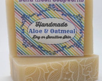 Goat Milk Soap, Handmade  unscented soap, Aloe and Oatmeal Goat Milk Soap, ready to ship, shaving soap, eczema soap, Delta Moon Soap