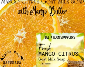 Handmade Mango Citrus Goat Milk Soap, Ready to ship, Delta Moon Soap