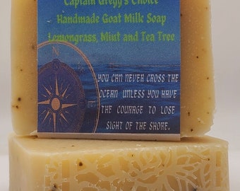 Captain Gregg's Choice Goat Milk Soap, ready to ship, Lemongrass, tea Tree, Mint, exfoliating soap, natural soap, Delta Moon Soap