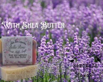 Rose and Lavender Blend Goat Milk Soap, Handmade Bella Rose Goat Milk Soap, ready to ship, shea butter soap, swirled soap