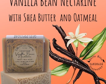 Vanilla Bean Nectarine Goat Milk Soap, Ready to ship, BFF Gift, shea butter and oatmeal, Delta Moon Soap