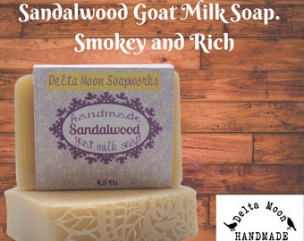 Handmade Sandalwood Goat Milk Soap,  ready to ship, Delta Moon Soap