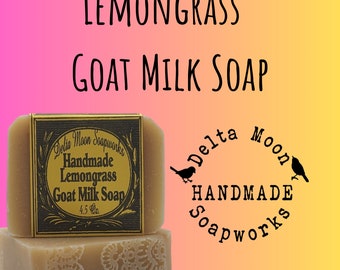 Handmade Lemongrass Goat Milk Soap, olive oil,  essential Oil, ready to ship, Delta Moon Soap