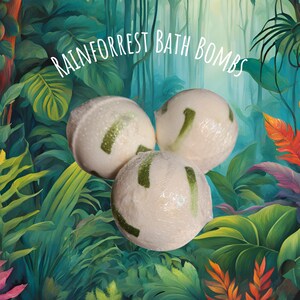 Creamy Goat Milk Bath Bomb with Cocoa Butter & Sweet Almond Oil, Refreshing Rainforest Scent, Relaxing Skincare Gift