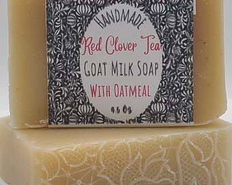 Red Clover Tea Goat Milk Soap, ready to ship, mild exfoliation, oatmeal soap, honey soap, shaving soap, Delta Moon Soap