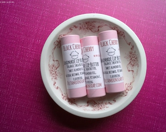 Manteca labial hidratante de cereza negra, tubo ecológico, tamaño grande, manteca de karité.
