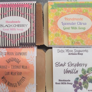 Handmade fresh fruit scented Goat Milk Soaps,  ready to ship, free delivery, homemade soap, Delta Moon Soap