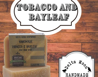 Handmade Tobacco and Bay Leaf Goat Milk Soap, ready to ship, Savory, Delta Moon Soap