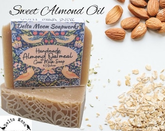 Handmade Almond Oatmeal Goat Milk Soap, ready to ship, shaving soap, self care, gift for her, sweet almond oil, Delta Moon Soap