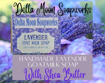 Handmade Soap, Lavender Soap, Goat Milk Soap, facial cleanser,  Olive Oil, Shea Butter, Honey Soap,  ready to ship, Delta Moon Soap