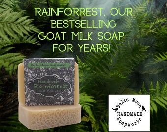 Rainforrest Goat Milk Soap, Handmade Soap, bestselling soap, olive oil, Honey Soap, Shaving soap,  ready to ship, Delta Moon Soap