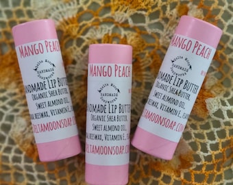 Manteca labial hidratante de mango y melocotón, tubo ecológico, tamaño grande, manteca de karité.