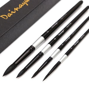 4 pezzi di pennelli per acquerello / pennelli per artisti / peli di scoiattolo per acquerello e guazzo / pennelli per calligrafia, pittura, arte e altro ancora