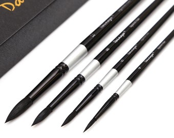 4-Pcs Watercolor Brushes | Artist Brushes | Squirrel Hair for Watercolor & Gouache | Paint Brushes for Calligraphy, Painting, Art, And More