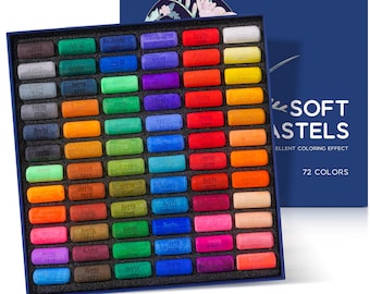 Soft Pastelle Künstlerbedarf | 48/72 Sortierte Farben Kreide Pastelle | Cremig, hohe Haftung, ungiftig | Ideal für Künstler, Zeichnen, Färben