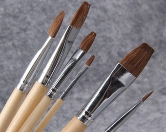 Ensemble de 6 pinceaux d'artiste haut de gamme | Pinceaux polyvalents pour acrylique, aquarelle et peinture à l'huile | Fournitures pour beaux-arts de qualité professionnelle