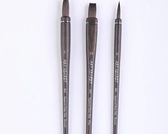 3-delige aquarelpenselen | Eekhoornhaarborstels voor aquarel | Kunstenaarspenselen voor schilderen, kunstenaarscadeau, kalligrafie, kunst | Penselen