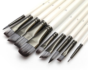 10-Pcs Paint Brushes for Acrylic, Oil, & Watercolor | Art Brushes for Artist Gift | Nylon Hair Brushes for Painting, Calligraphy, And More
