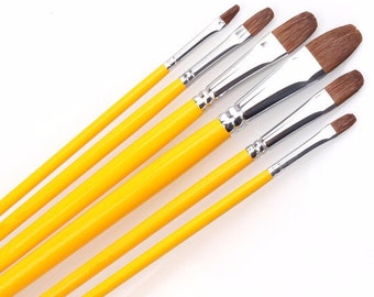 Premium 6-Piece Wooden Pole Art Brush Set | Artist Brushes For Watercolor, Acrylic, Oil Painting | Artist Paint Brush Set