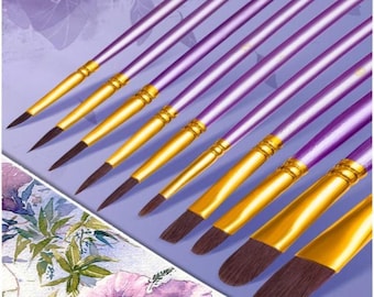 10-Pcs Paintbrushes | Art Brushes for Watercolor & Gouache | Watercolor Brushes for Painting, Calligraphy, Crafts and More | Artist Present