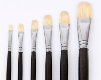 6pcs/Set Premium Wood Handle Artist Paint Brushes | Assorted Sizes for Acrylic and Oil Painting | Paint Brush Set For Artists