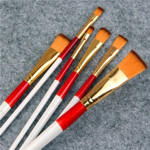 Premium set van 6 nylon haarverfborstels voor aquarel-, acryl- en olieverfschilderijen | Gereedschap en benodigdheden voor professionele kunstenaars