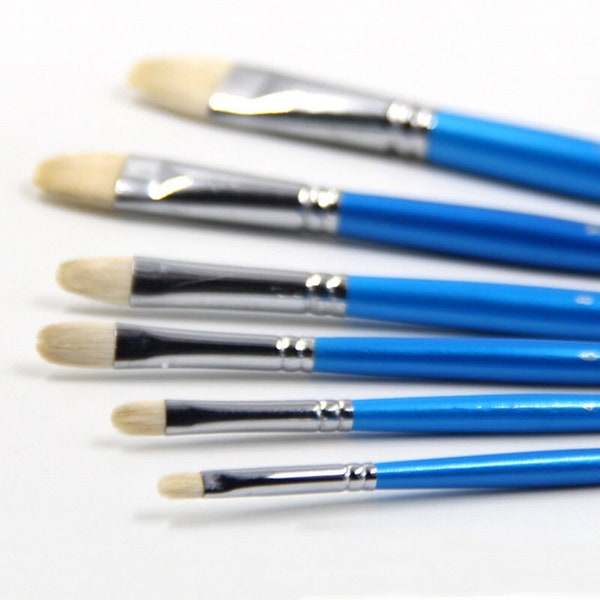 Premium 6-Piece Hazel Shaped Brush Set for Gouache, Acrylic, Oil Painting | Professional Art Supplies | Artist Paint Brush Set