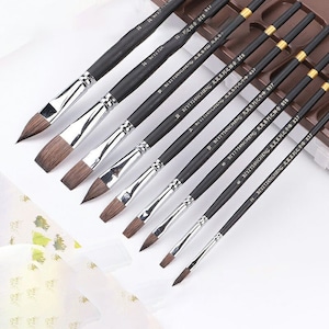 Conjunto de 9 pincéis de arte | Tamanho: 22-24 cm | Pincéis para acrílico, aquarela e muito mais | Pincéis de artista para pintura, caligrafia e muito mais