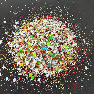 Weihnachtlicher Glitter 50g für Nägel, Resin, Kunst und Kunsthandwerk | Festliche Funkeln für DIY-Projekte, Nail Art und saisonale Decor Crafting Essentials